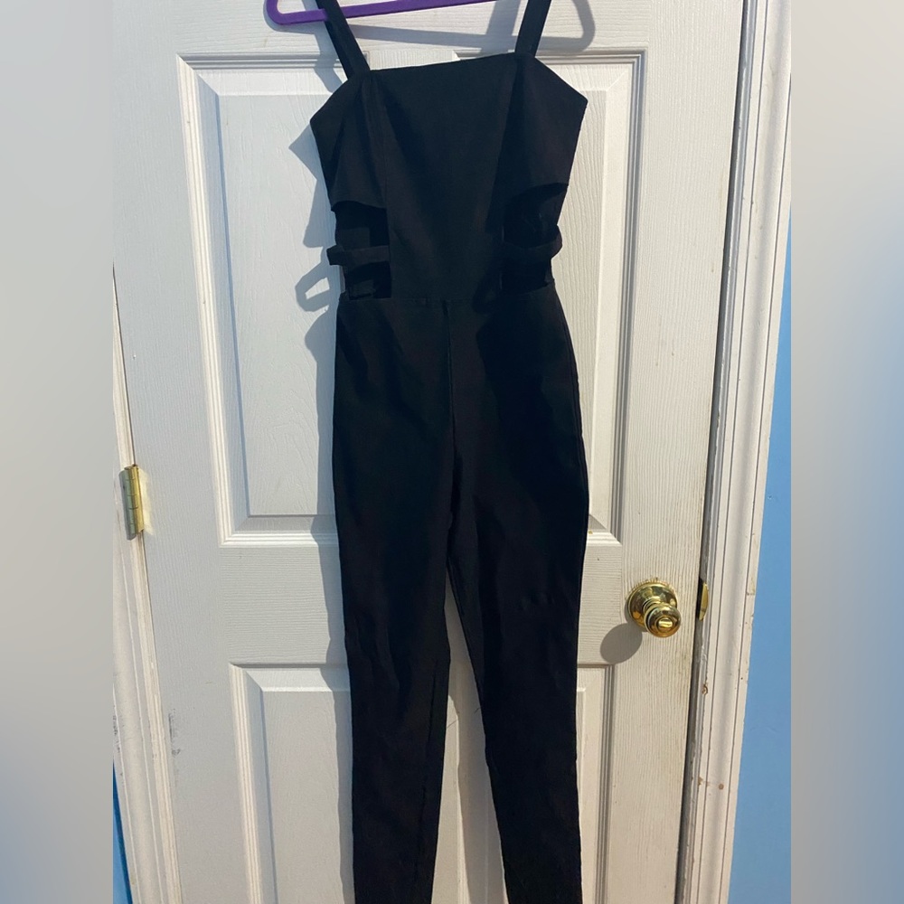 Black Sleeveless Cut-Out Jumpsuit